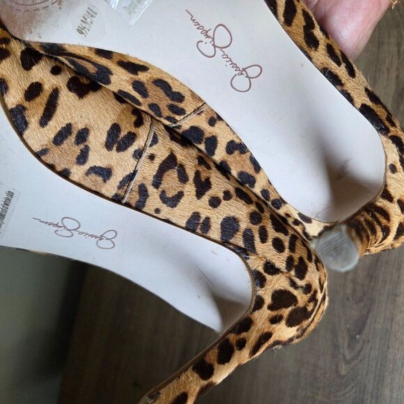 EUC JESSICA SIMPSON CARPENA REAL COW HAIR FUR UPPER ANIMAL PRINT STILETTOS 9.5 - Picture 13 of 16